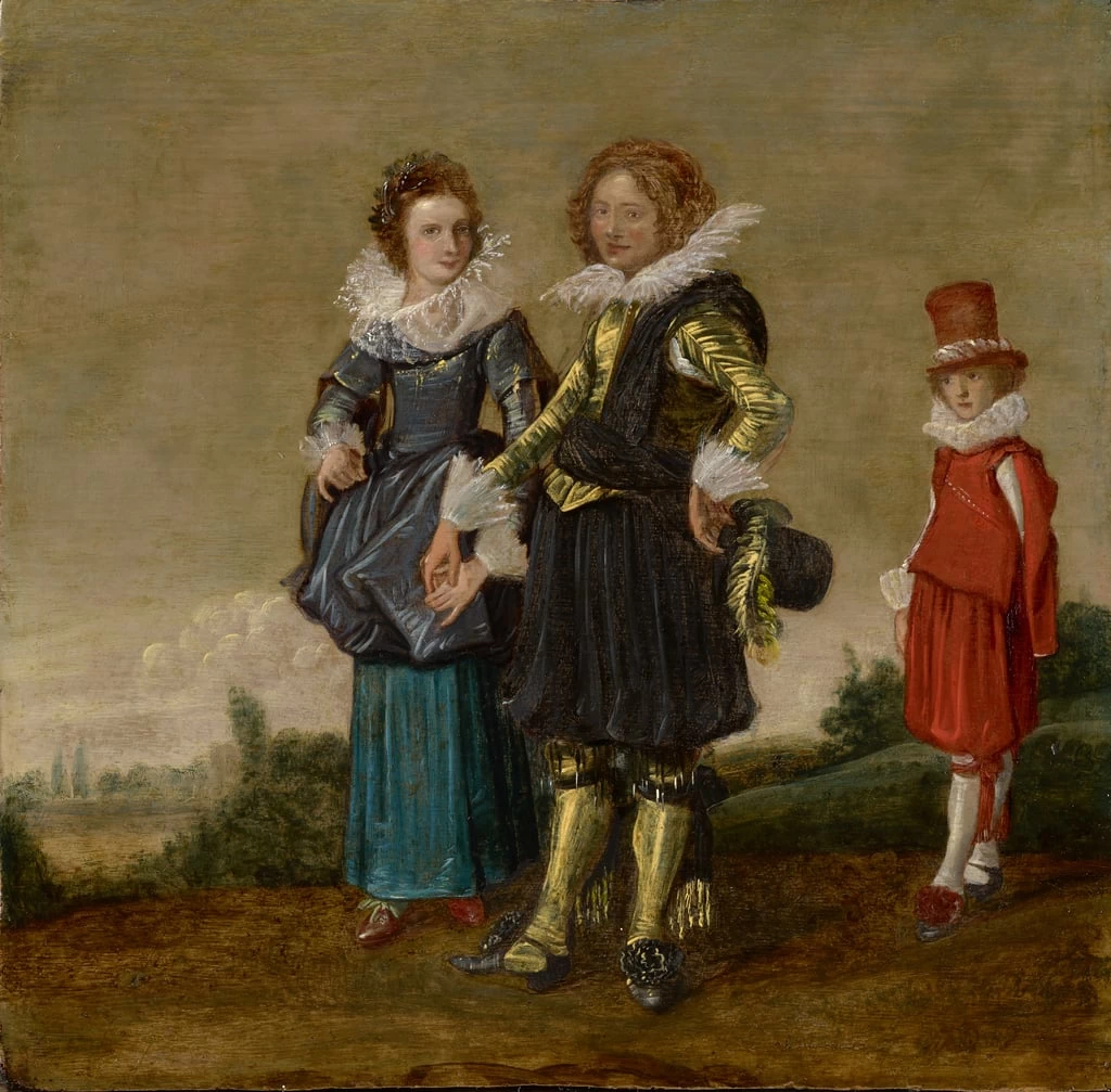 Giovane coppia che passeggia con un paggio - Kunstmuseum, Basel